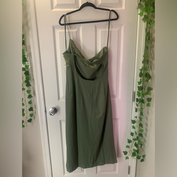 Bhldn light green, one shoulder mid-length dress. Great for day or evening wear. - Picture 2 of 3